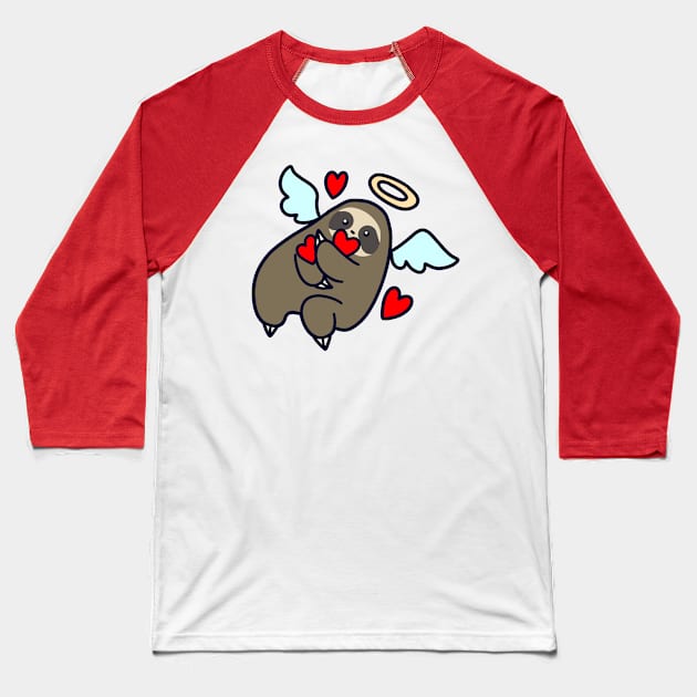 Sloth Valentine Angel Baseball T-Shirt by saradaboru